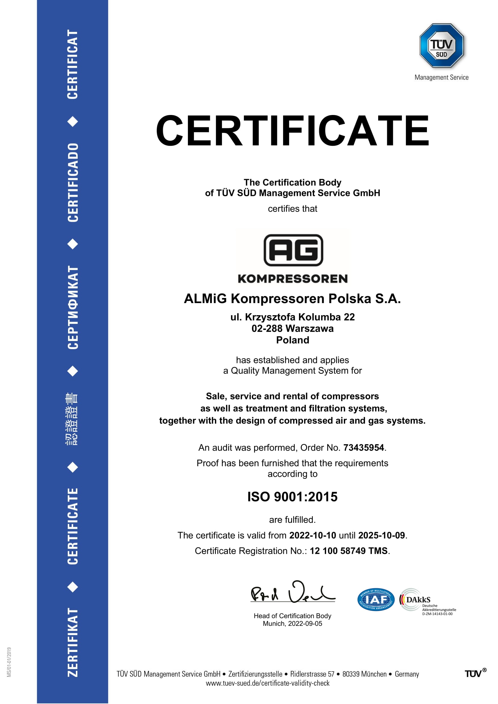 Certyfikat ISO 9001 Eng