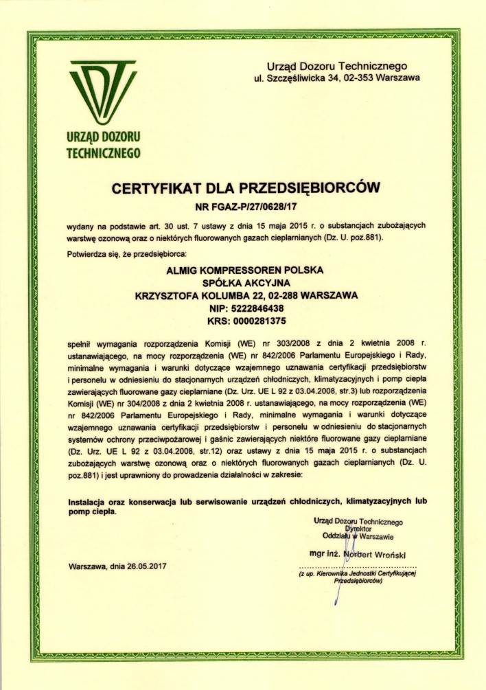 Certyfikat FGAZ